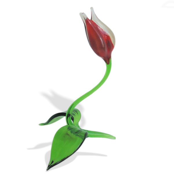 Glasobject 'Tulp' staand groot 15-18cm Rood