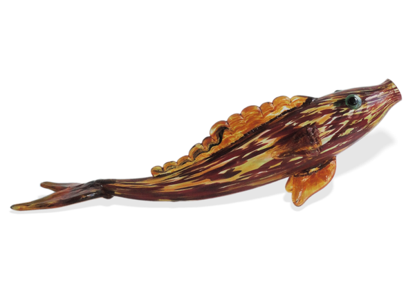 Glasobject 'Vis' Rood-Oranje-Bruin 40 cm breed