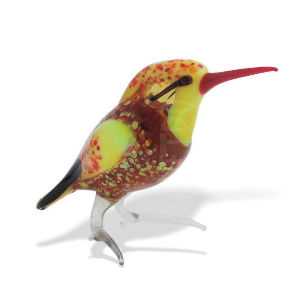 Glasobject Vogel Loranto Oranje/Bruin/Geel 8cm