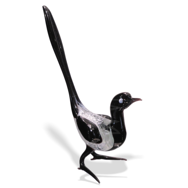 Glasobject Vogel Loranto Zwart/Wit 'Ekster' 17cm