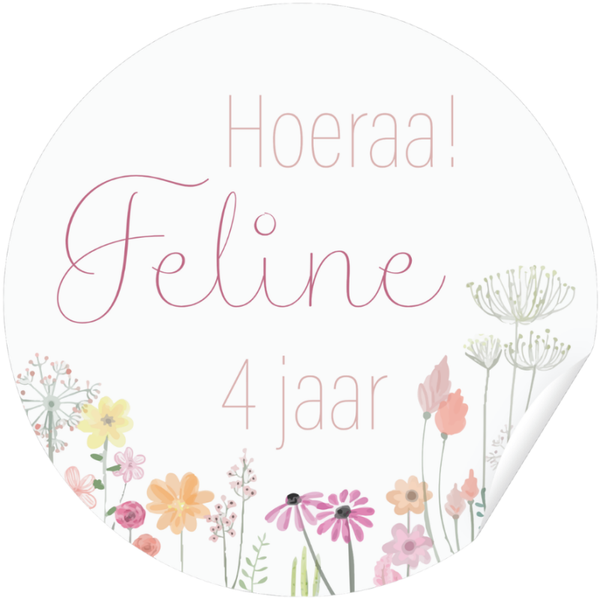 Gepersonaliseerde traktatiestickers – Bloemen thema