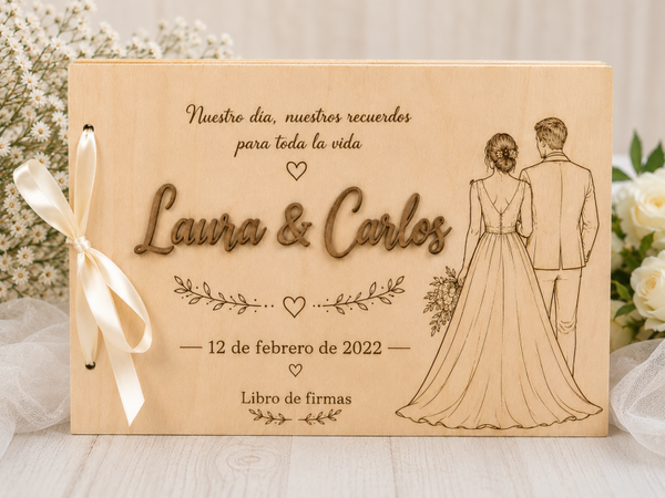 ÁLBUM DE FIRMAS PARA BODA GRABADO