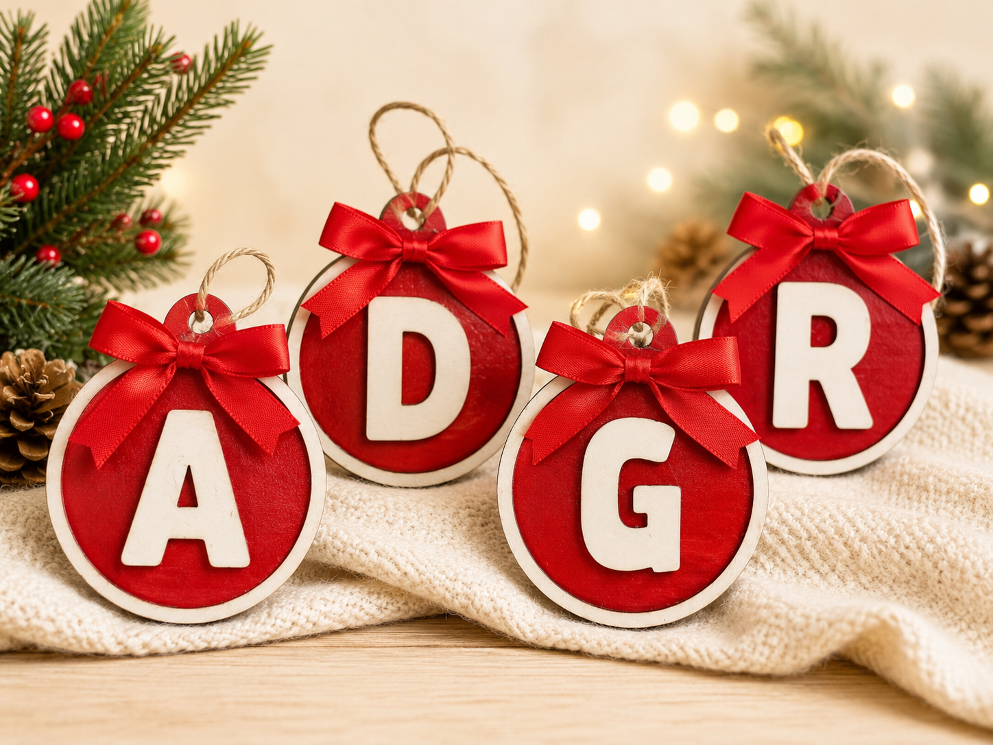 ADORNO CON INICIAL PARA ÁRBOL DE NAVIDAD