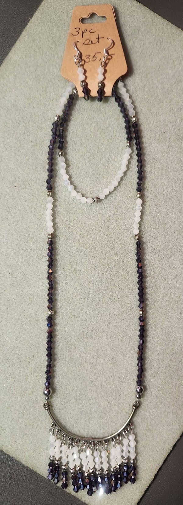 Deep purple facet bead 3 pc necklace set