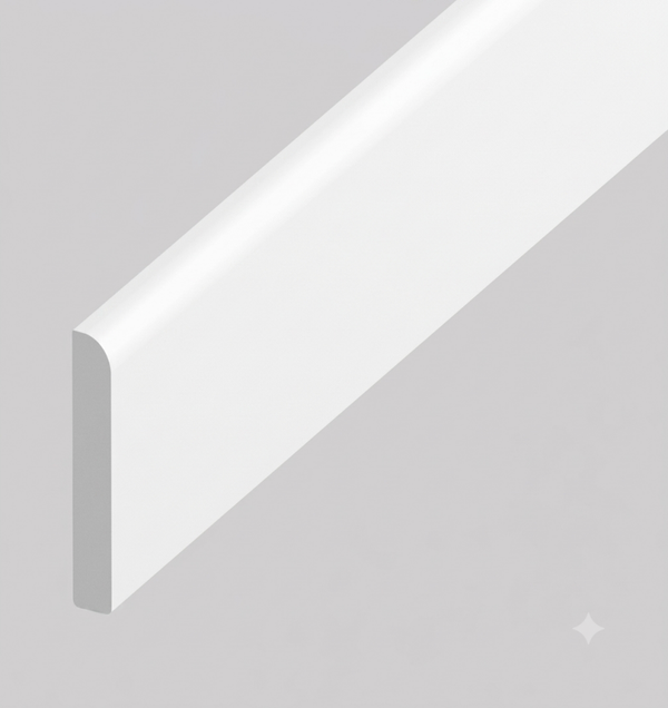 5 metre - 40mm PVC PLASTIC TRIM.   WHITE