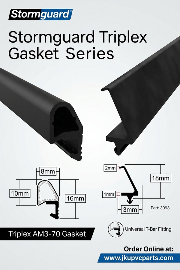 Stormguard AM3 and AM5EX Triplex Door Threshold Rubber Gasket Seal. 1 metre.