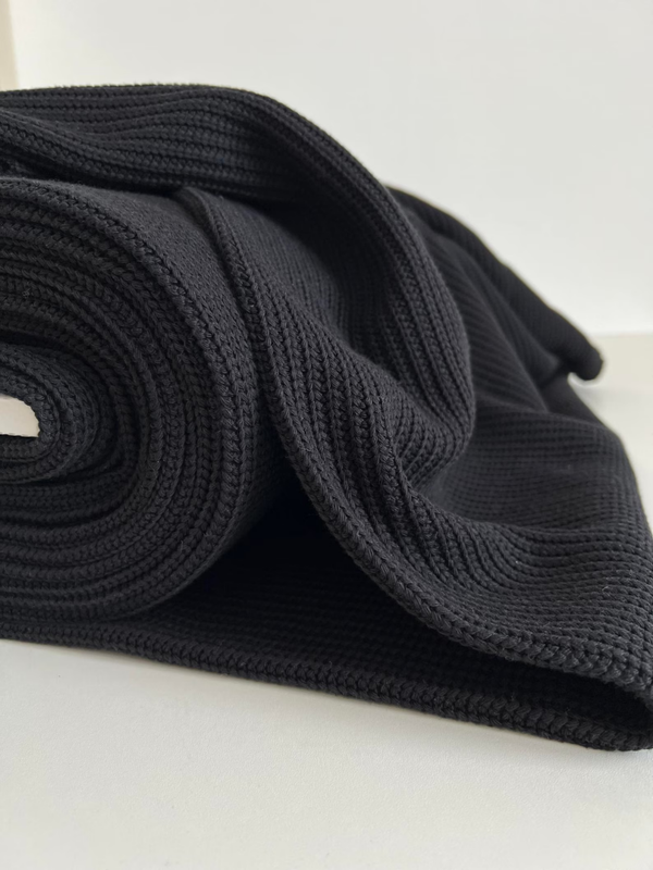 Chunky cotton knit fabric - Black