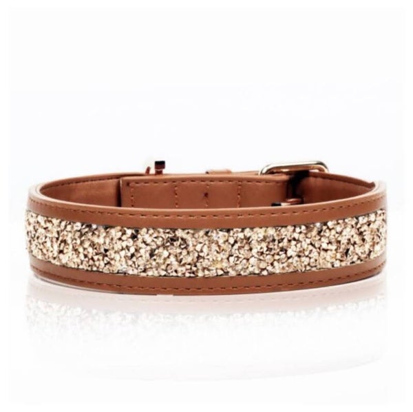 Milk & pepper glitter quartz halsband camel