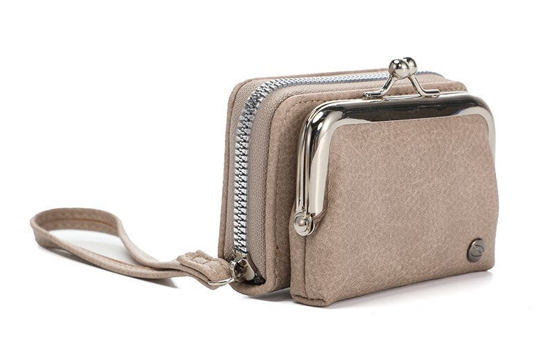 Klein portemonneetje met knip Taupe