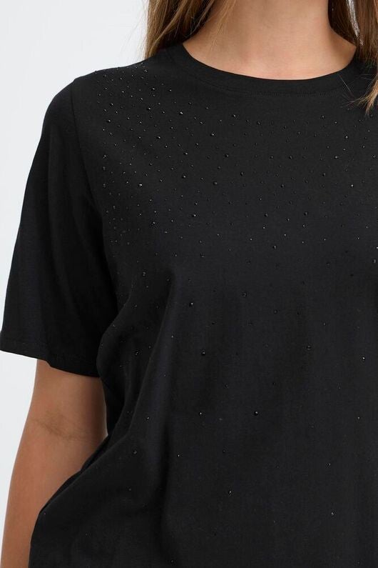 Pulz Jeans T-shirt Black Beauty met stras