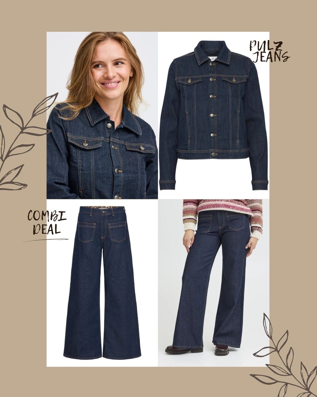 Pulz Jeans Jacket + Pants Dark Wash