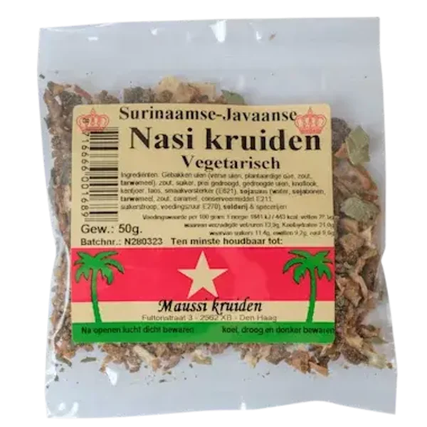 Maussi kruiden - Surinaamse - Javaanse Nasi kruiden vegetarisch 50g