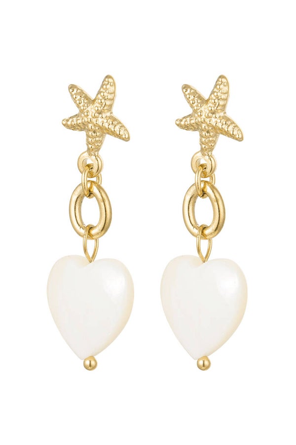 Oorbellen Zeester met Hart - Goud