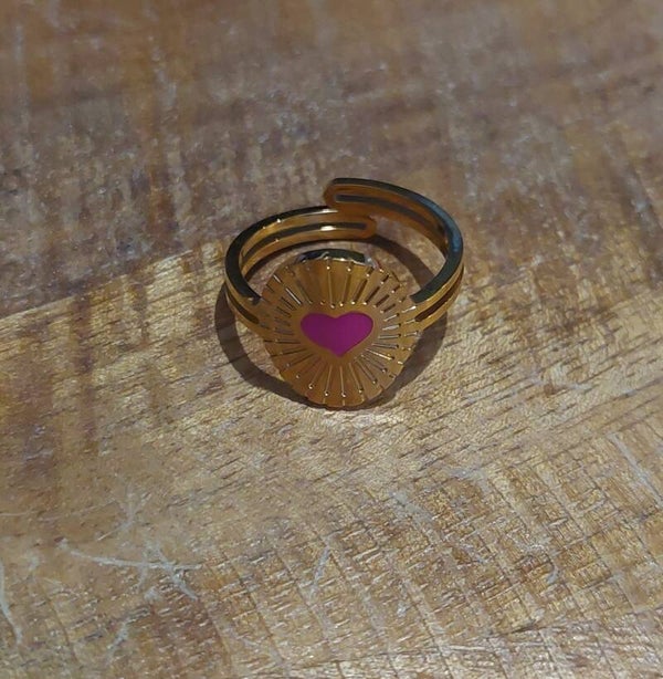 Ring Goud Hartje - Roze