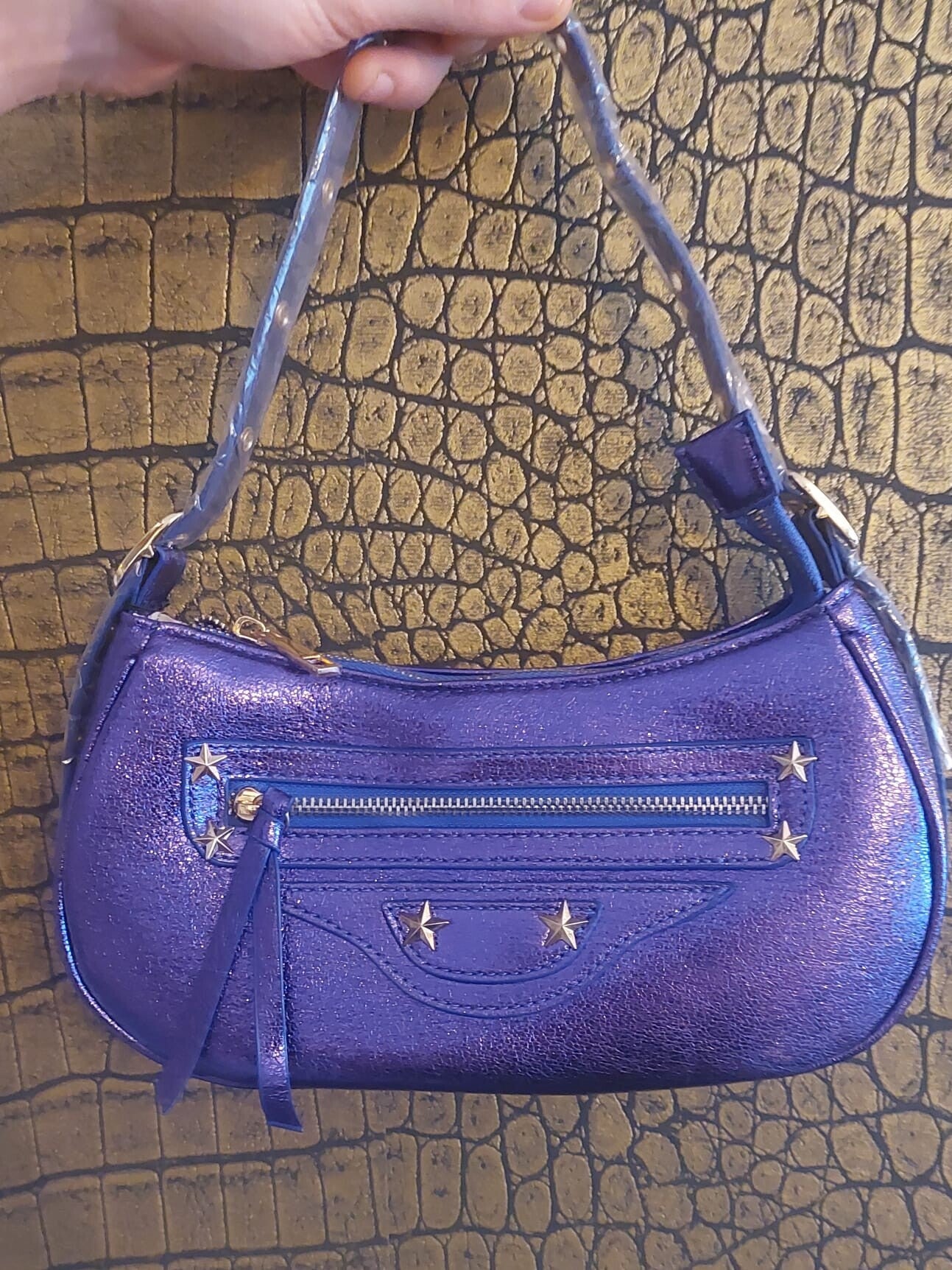 Metallic Handtas Paars