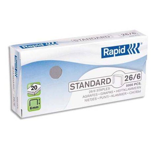 RAPID Agrafes Nº26/6 galvanisées en boîte de 5000