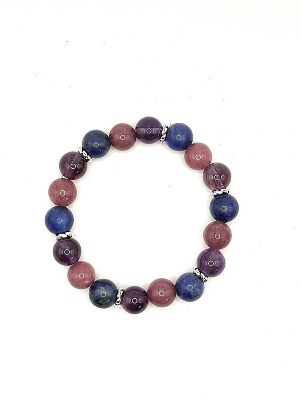 N°1002 -Le bracelet de l’apaisement et de la confiance : Lépidolite, Sodalite, Améthyste