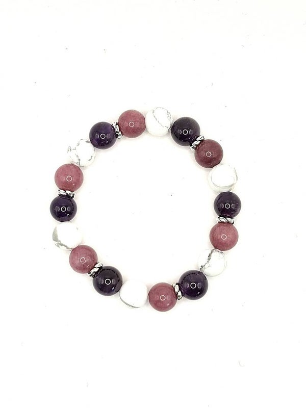 N°1003 - Le bracelet du sommeil réparateur : Améthyste, Howlite, Lépidolite
