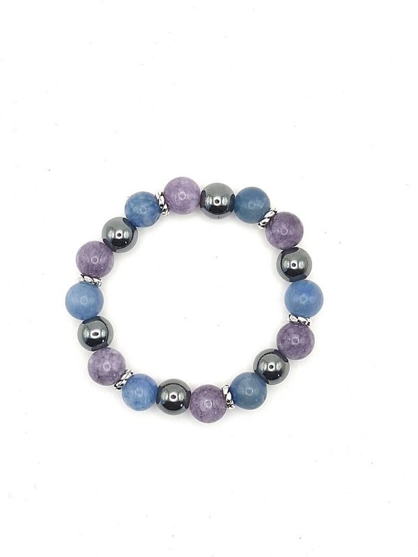 N°1256 - Le bracelet de la sérénité et de l'ancrage : aventurine, angélite et hématite