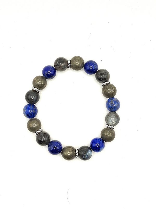 N°1260 — Le bracelet de la vision stratégique et de la réussite : Lapis-Lazuli, Labradorite, Pyrite