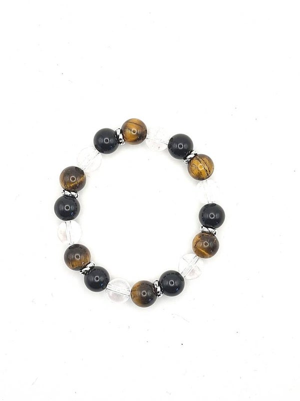 N°1263 - Le Bouclier de la Force Intérieure : Cristal de Roche, Œil de Tigre et Onyx