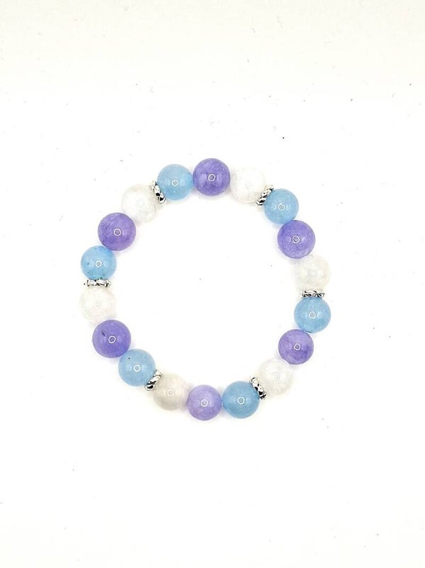 N°1266 — Le bracelet de la paix intérieure : Angélite, Aigue-Marine, Pierre de Lune