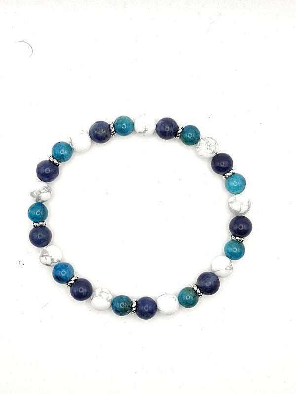 N°1006 - Le bracelet de la minceur et de la sérénité : Apatite, Howlite, Sodalite