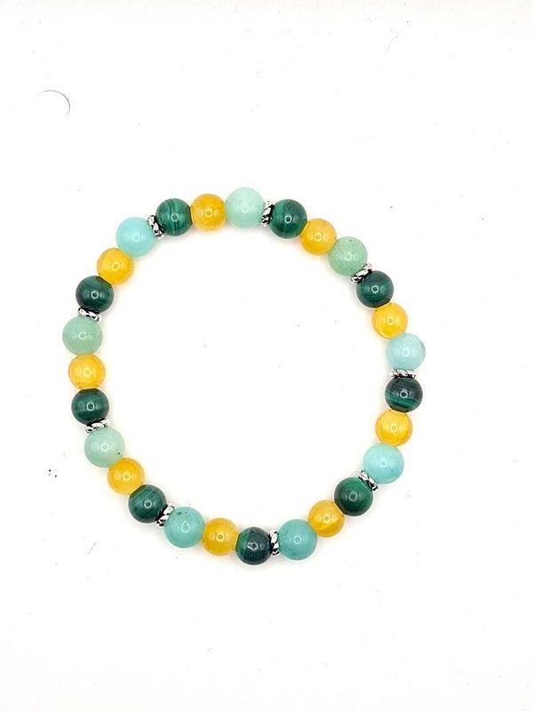 N° 1253 - Le bracelet de la chance et de la réussite : Malachite, Citrine, Amazonite