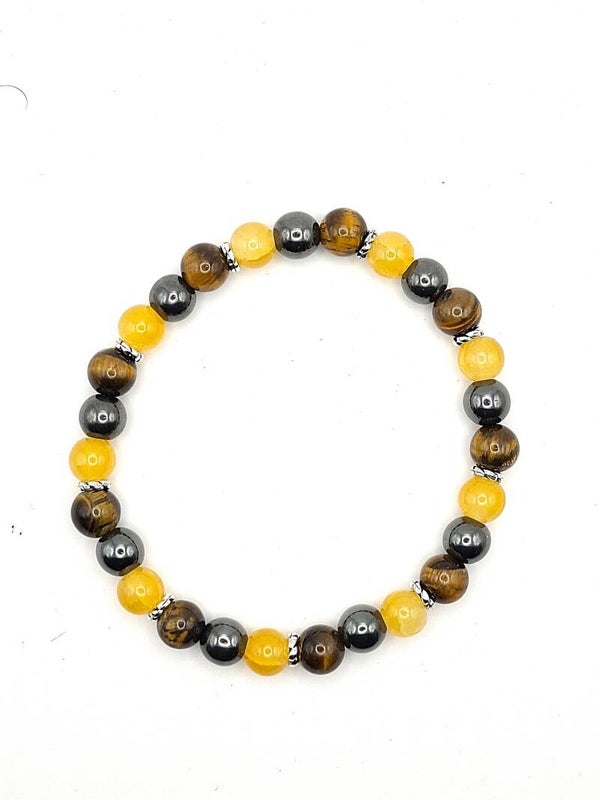 N°715 - Le bracelet de la réussite : Citrine, Œil de Tigre, Hématite