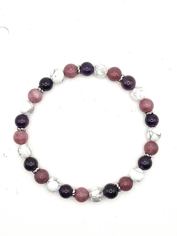 N°1003 - Le bracelet du sommeil réparateur : Améthyste, Howlite, Lépidolite