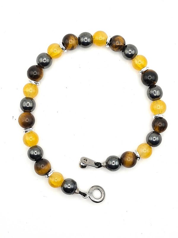N°715 prestige - Le bracelet de la réussite : Citrine, Œil de Tigre, Hématite