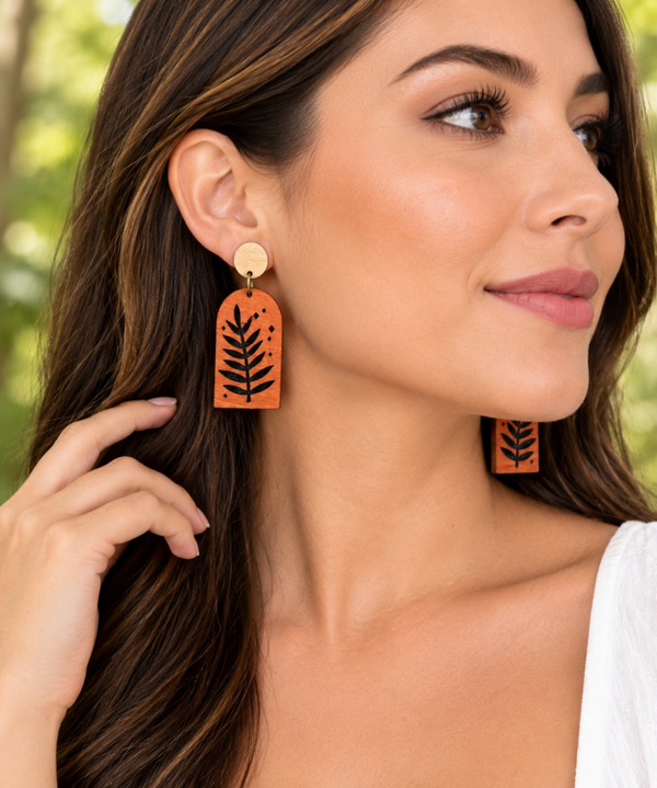 Pendientes de madera Bosque C - ligeros y artesanales