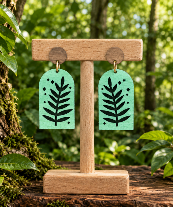 Pendientes de madera Bosque V. ligeros y artesanales
