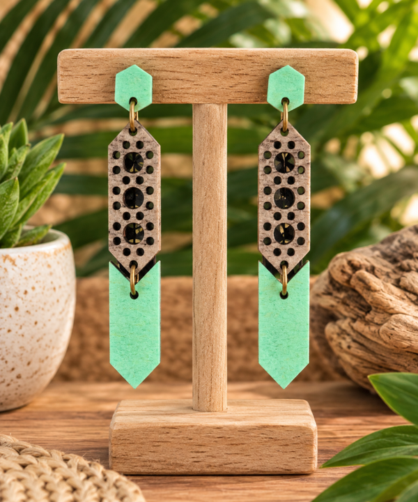 Pendientes de madera Flecha N/V ligeros y artesanales