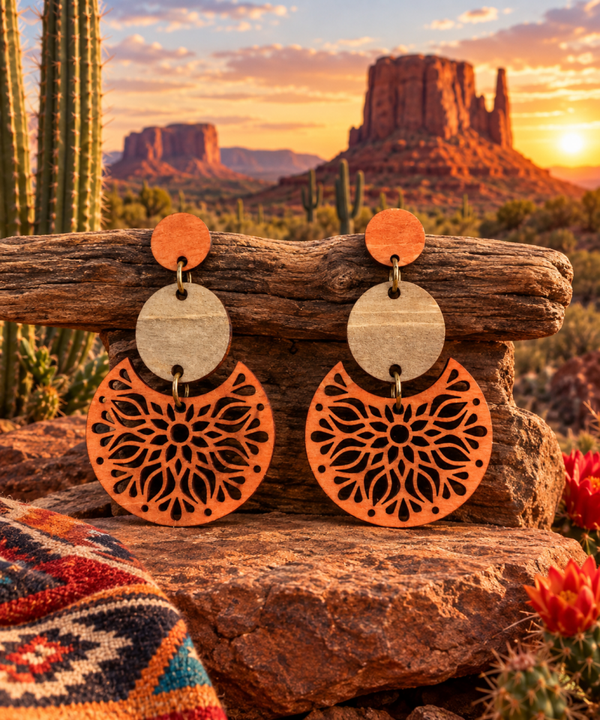 Pendientes de madera Maraña N/C ligeros y artesanales