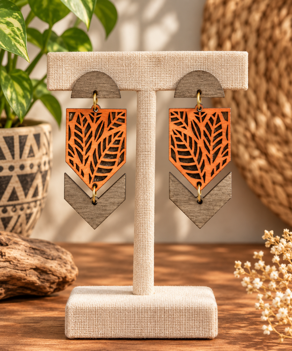 Pendientes de madera Telar N.C ligeros y artesanales