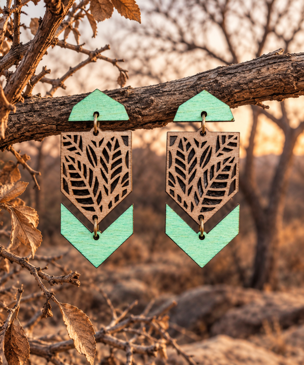 Pendientes de madera Telar N.V ligeros y artesanales