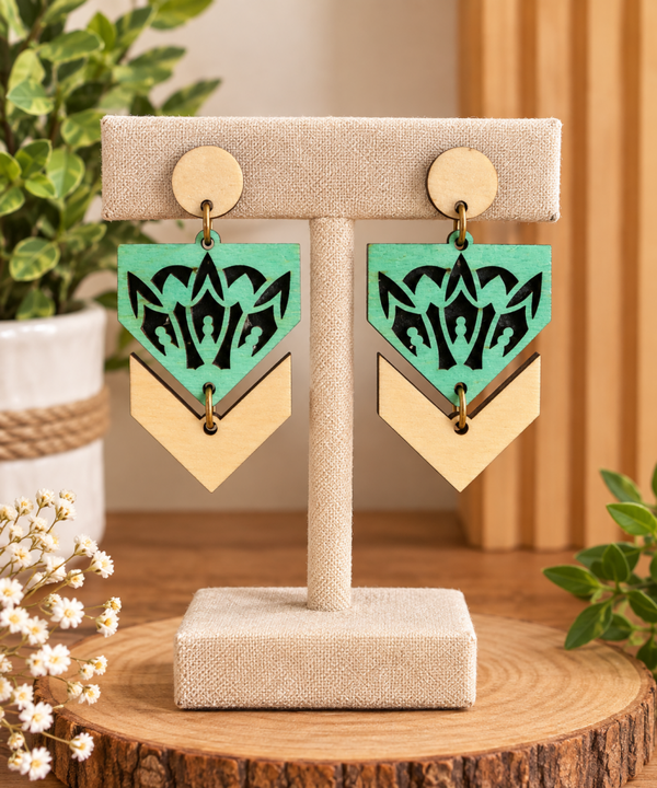 Pendientes de madera Tribal V/T ligeros y artesanales