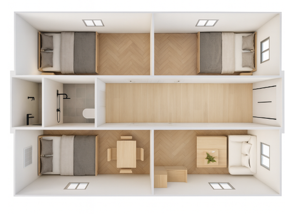 30ft_Four bedrooms One bathroom