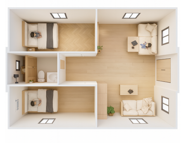 30ft_Two bedrooms One bathroom