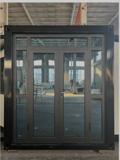 aluminium-framed double door entrance system with sidelights and a transom_22
