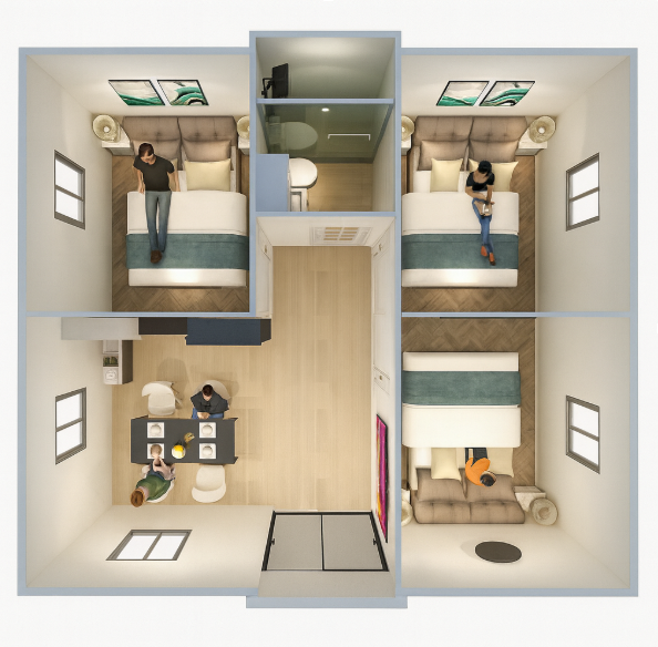 20ft_Three bedrooms One bathroom