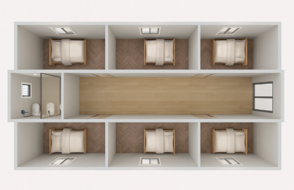 40ft_Six bedrooms One bathroom