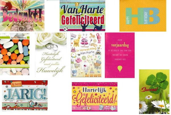 Set Wenskaarten 10 stuks + Enveloppen