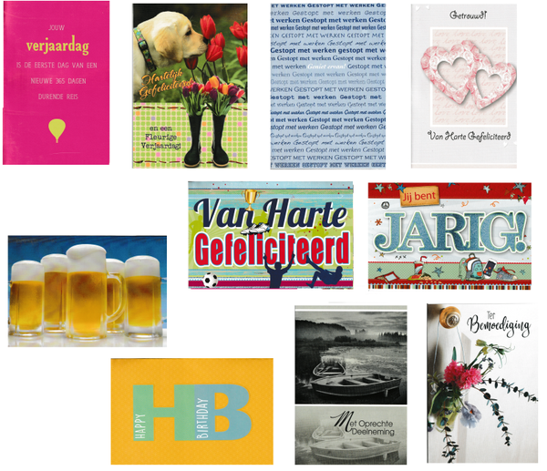 Set Wenskaarten 10 stuks + Enveloppen