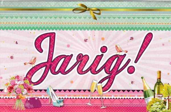 Verjaardagskaart + Envelop - "Jarig!"