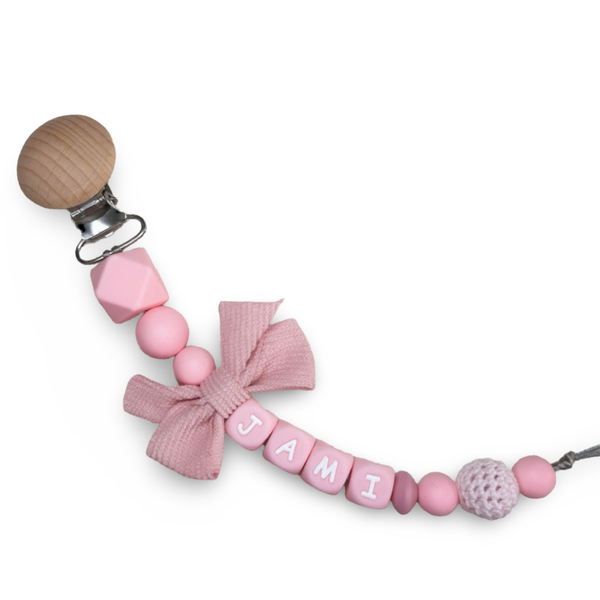 Speenkoord met naam || Holy Pink