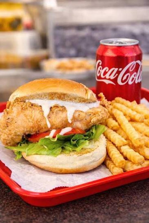 Southern fried chicken sandwich meal