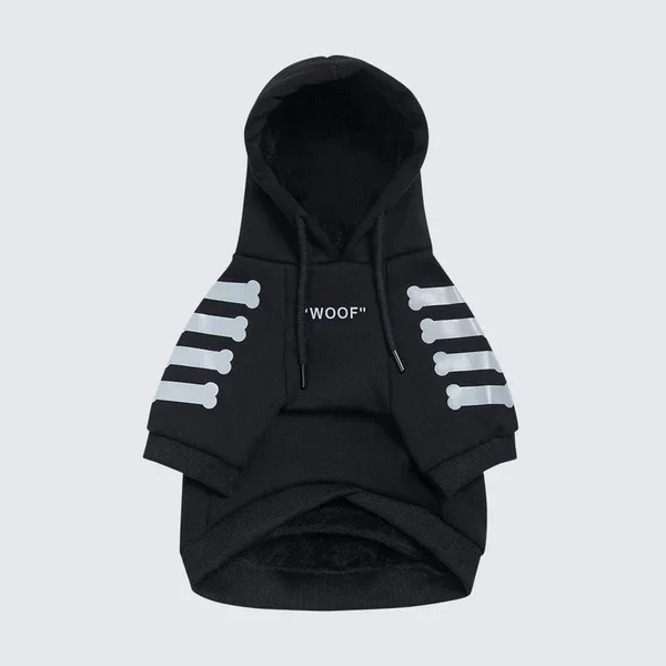 "WOOF" Hunde-Hoodie - Schwarz & Reflektierend