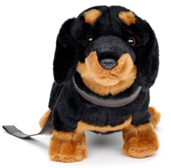 Dackel mit Leine, stehend - 28 cm (Länge)